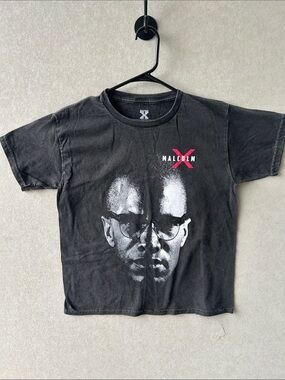 Malcolm X Black Graphic Tee for Kids size large #421